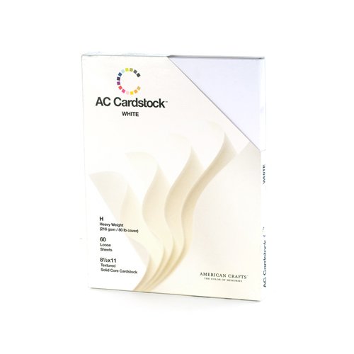 Product Cover 8.5 x 11-inch White AC Cardstock Pack by American Crafts | Includes 60 sheets of heavy weight, textured white cardstock