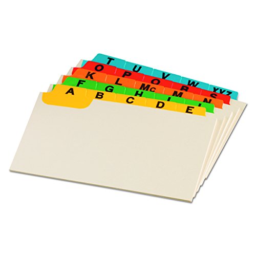 Product Cover Oxford Index Card Guides with Laminated Tabs, Alphabetical, A-Z, Assorted Colors, 4