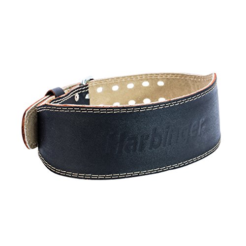 Product Cover Harbinger Padded Leather Contoured Weightlifting Belt with Suede Lining and Steel Roller Buckle, 4-Inch, Large