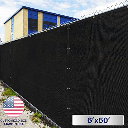 Product Cover Windscreen4less Heavy Duty Privacy Screen Fence in Color Solid Black 6' x 50' Brass Grommets w/3-Year Warranty 150 GSM (Customized Sizes Available)