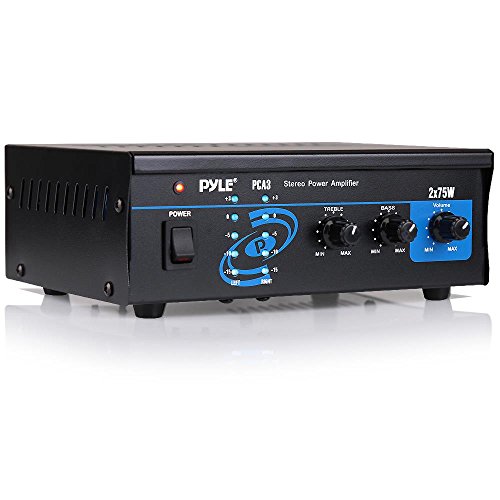 Product Cover Home Audio Power Amplifier System - 2X75W Mini Dual Channel Sound Stereo Receiver Box w/ LED - For Amplified Speakers, CD Player, Theater via 3.5mm RCA - For Studio, Home Use - Pyle PCA3