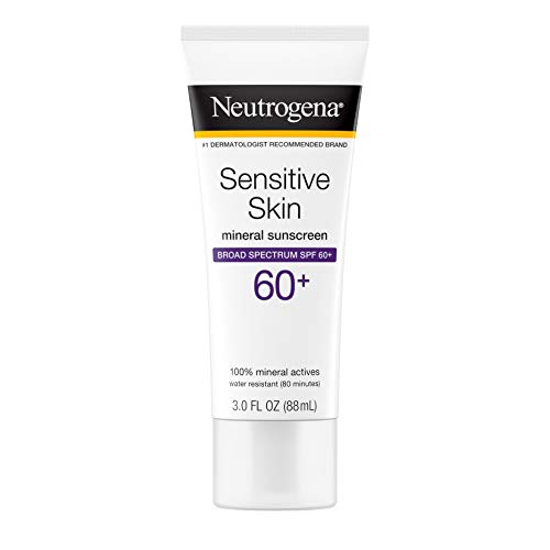 Product Cover Neutrogena Sensitive Skin Sunscreen Lotion with Broad Spectrum SPF 60+, Water-Resistant, Hypoallergenic & Oil-Free Gentle Sunscreen Formula, 3 fl. oz (Packaging May Vary)