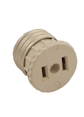 Product Cover Leviton 125 15 Amp, 660 Watt, 125 Volt, 2-Pole, 2-Wire, Socket to Outlet Adapter, 1 Pack, White