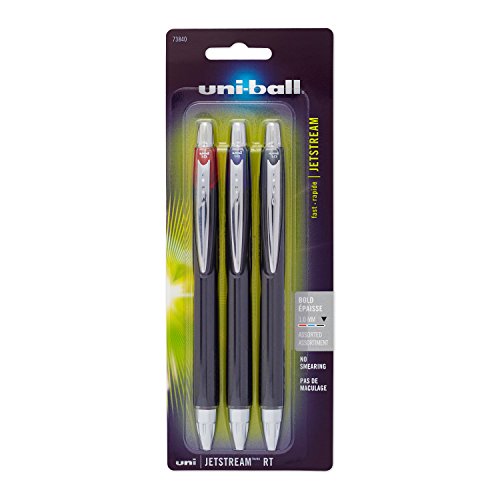 Product Cover uni-ball Jetstream RT Ballpoint Pens, Bold Point (1.0mm), Assorted Colors, 3 Count
