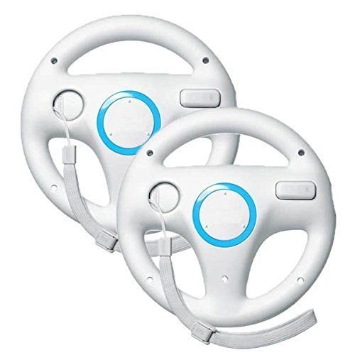 Product Cover Beastron Mario Kart Racing Wheel for Nintendo Wii, 2 Sets White Color Bundle