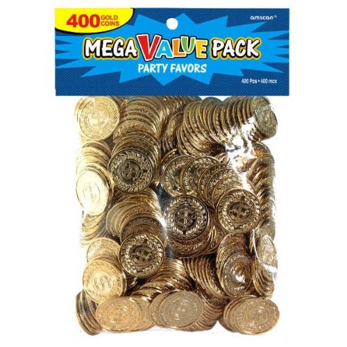 Product Cover Amscan St. Patrick's Day Plastic Gold Coins Mega Value Pack, 400 Ct. | Party Favor - 392612, 10 1/4
