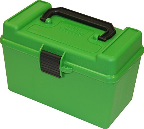 Product Cover MTM H50-R-MAG Deluxe 50-Round Rifle Ammo Box 300 Win Mag 30-30 375 H&H 7mm Rem Mag, Green