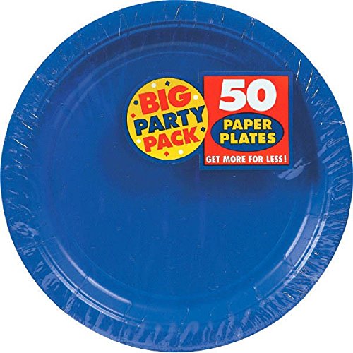 Product Cover Amscan Bright Royal Blue Paper Plate Big Party Pack, 50 Ct., 7