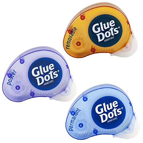 Product Cover Glue Dots Project Pack, Includes 3 Dispensers, Each with 200 (.375 Inch) Diameter Adhesive Dots, Permanent, Removable and Poster Adhesives (85111)