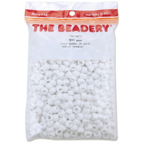 Product Cover The Beadery 6 by 9mm Barrel Pony Bead, White, 900-Pieces