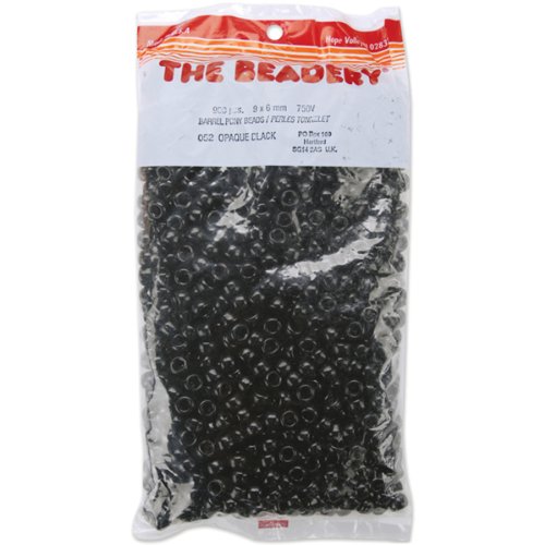 Product Cover The Beadery 6 by 9mm Barrel Pony Bead in Black, 900-Piece