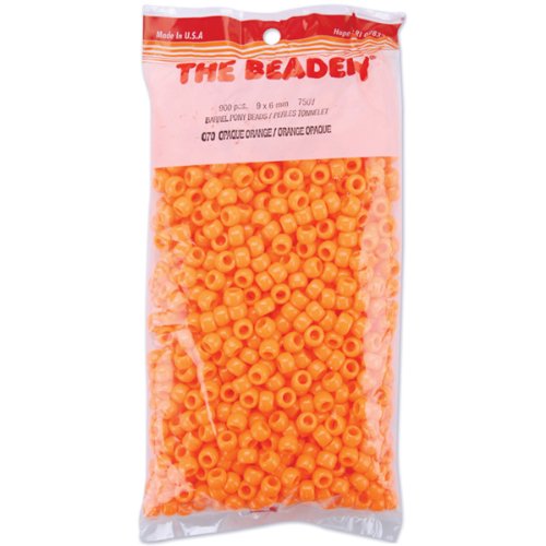 Product Cover The Beadery 6 by 9mm Barrel Pony Bead, Orange, 900-Pieces