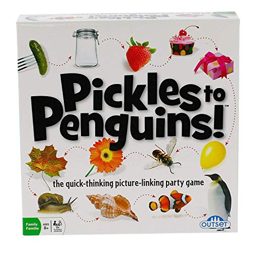 Product Cover Outset Media - Pickles to Penguins Family Card Game - Quick Thinking, Crazy Picture Connection, Matching Game (Ages 8+)