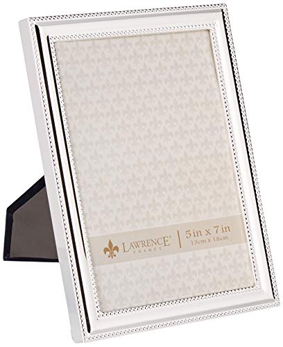 Product Cover Lawrence Frames Metal Picture Frame Silver-Plate with Delicate Beading, 5 by 7-Inch