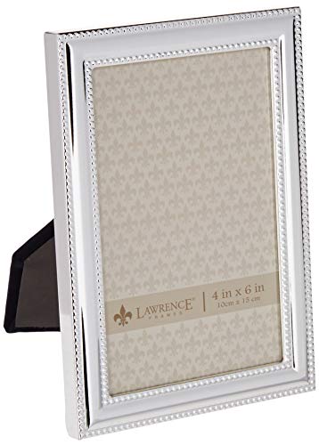 Product Cover Lawrence Frames Metal Picture Frame Silver-Plate with Delicate Beading, 4 by 6-Inch