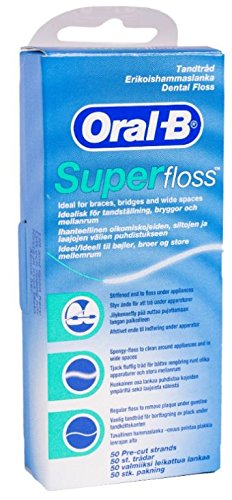 Product Cover Oral-B Super Floss Mint Dental Floss for Braces Bridges - 50 Strips (Pack of 6)