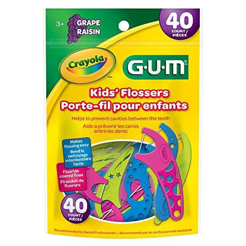 Product Cover GUM Crayola Kids' Flossers, Grape, Fluoride Coated, Ages 3+, 40 Count
