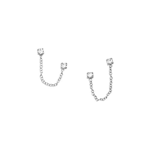 Product Cover Crystal Chain Double Post Sterling Silver Earrings