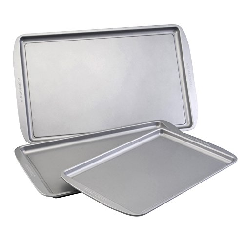 Product Cover Farberware 52019 Nonstick Bakeware Set, Nonstick Cookie Sheets/Baking Sheets - 3 Piece, Gray