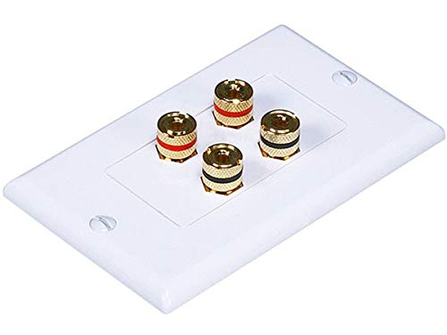 Product Cover Monoprice High Quality Banana Binding Post Two-Piece Inset Wall Plate for 2 Speakers - Coupler Type