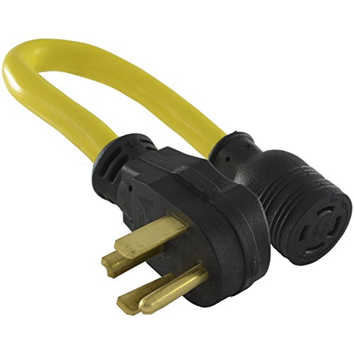 Product Cover Conntek 14330 1.5-Foot Adapter 30 Amp NEMA 14-30P 4 Prong Male Plug To 30 Amp 125/250 L14-30R Volt Locking Female Connector