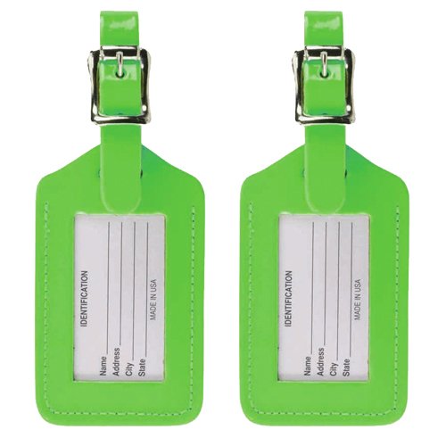 Product Cover Lewis N. Clark 2 Leather Luggage Tag: Travel Accessories, Cruise Luggage Tags for Women + Men, Luggage Identifiers + Name Tag, Green (2 Pack)