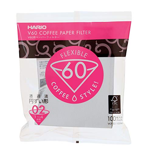 Product Cover Hario V60 Paper Coffee Filters, Size 02, 100 Count, White
