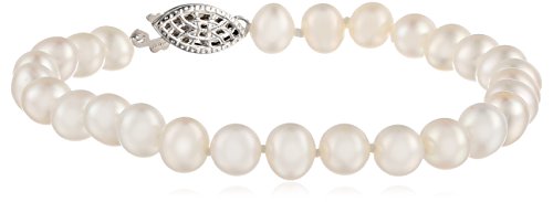 Product Cover Sterling Silver  A Grade White Freshwater Cultured Pearl Bracelet (6.5-7mm), 7.25