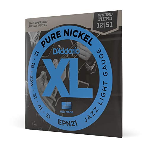Product Cover D'Addario EPN21 Pure Nickel Electric Guitar Strings, Jazz Light, .012-.051