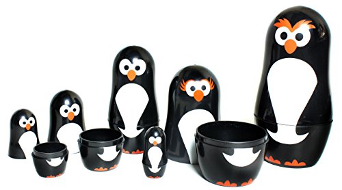 Product Cover Penguin Nesting Dolls - 6 Matryoshka Penguins - All Hollow To Fit Inside Each Other