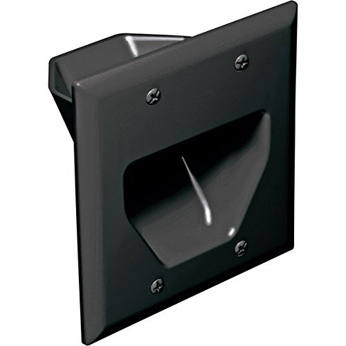 Product Cover DataComm Electronics 45-0002-BK 2-Gang Recessed Low Voltage Cable Plate - Black
