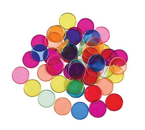Product Cover Learning Advantage Transparent Plastic Counters - Steel-Ringed - Magnetic - Set of 50 - Assorted Colors - Great for Kindergarten, Sensory Play and Light Panels
