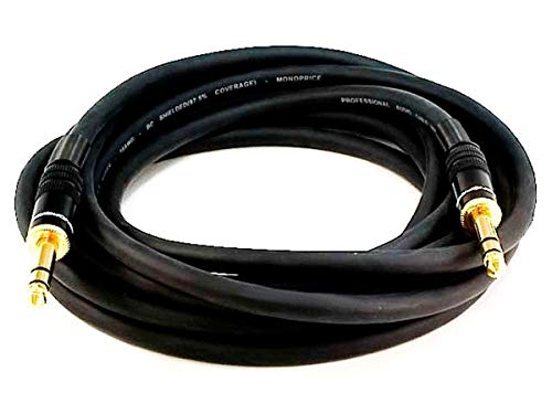 Product Cover Monoprice Premier Series 1/4 Inch (TRS) Male to Male Cable Cord - 15 Feet- Black 16AWG (Gold Plated)