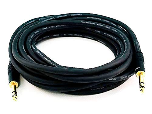 Product Cover Monoprice Premier Series 1/4 Inch (TRS) Male to Male Cable Cord - 25 Feet- Black 16AWG (Gold Plated)