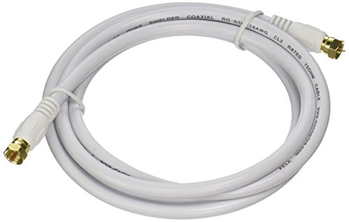 Product Cover Monoprice RG6 Quad Shield CL2 Coaxial Cable with F Type Connector, 6ft, White
