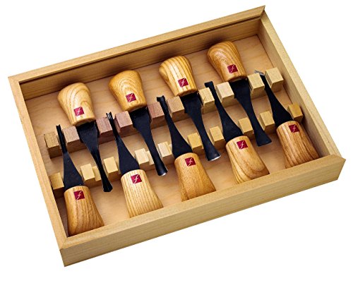 Product Cover FLEXCUT Carving Tools, Deluxe Palm Gouges, Ash Hardwood Handles and Carbon Steel Blades, Set of 9 (FR405)