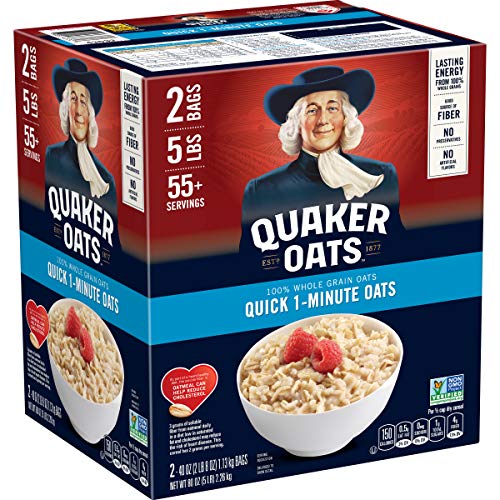 Product Cover Quaker Quick 1-Minute Oatmeal, Non GMO Project Verified, Two 40oz Bags in Box, 55 Servings
