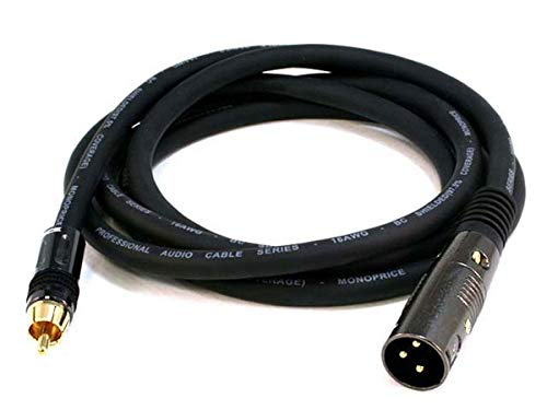 Product Cover Monoprice XLR Male to RCA Male Cable - 6 Feet - Black with E21Gold Plated Connectors | 16AWG Shielded Twisted Pair Oxygen-Free Copper Braid Conductors - Premier Series, 104777
