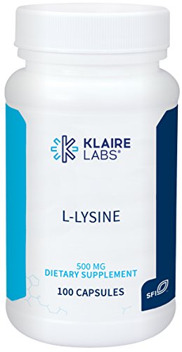 Product Cover Klaire Labs L-Lysine - 500 Milligrams Essential Amino Acid Support for Immune Health & Collagen Formation, Hypoallergenic & Dairy-Free (100 Capsules)