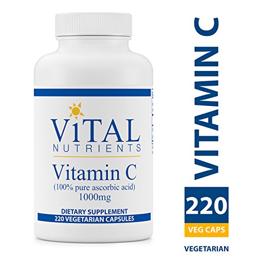 Product Cover Vital Nutrients - Vitamin C (100% Pure Ascorbic Acid) 1000 mg - Potent Antioxidant to Support Iron Absorption - 220 Vegetarian Capsules per Bottle