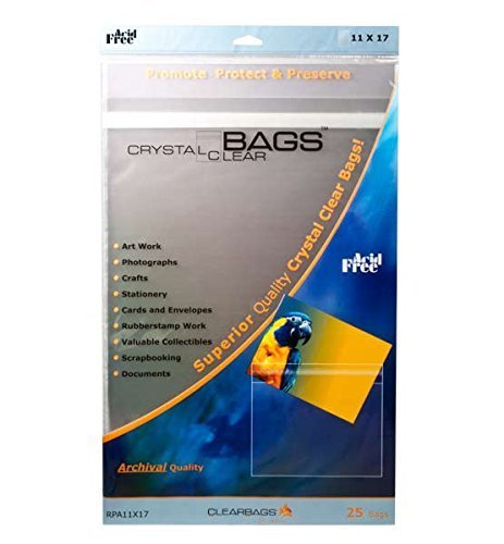 Product Cover ClearBags 11 x 17 Crystal Clear Seal Top Bags with Resealable Adhesive on Body of Bag | Art Sleeve Protects Photos, Artwork, Crafts, Favors | Acid Free and Archival Safe | B1117PC (1 Pack of 100)