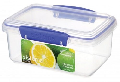 Product Cover  Sistema 1600 Klip It Collection Rectangle Food Storage Container, 33.8 Ounce