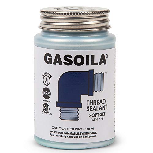 Product Cover Gasoila Soft-Set Pipe Thread Sealant with PTFE Paste, Non Toxic, -100 to 600 Degree F, 1/4 Pint Brush