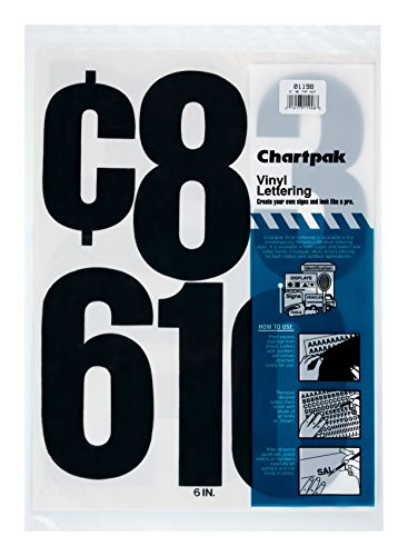 Product Cover Chartpak Self-Adhesive Vinyl Numbers, 6 Inches High, Black, 21 per Pack (01198)