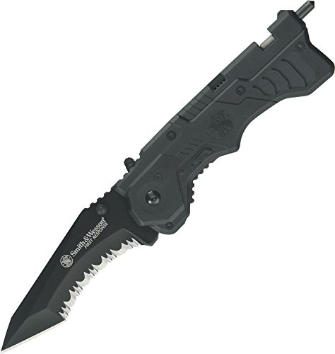 Product Cover Smith & Wesson 1st Response SW911B 8.2in High Carbon S.S. Assisted Opening Knife with 3.4in Serrated Tanto Blade and Nylon Handle for Outdoor, Tactical, Survival and EDC