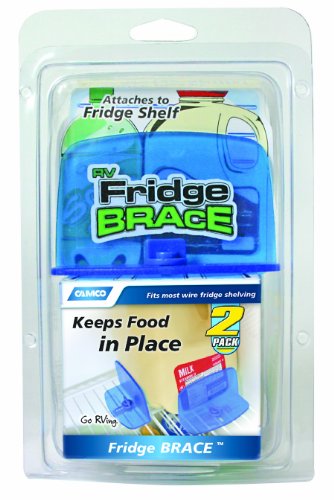 Product Cover Camco RV Fridge Brace -Holds Food and Drinks in Place During Travel, Prevents Messy Spills Perfect For RVs, Boats, Camping and More - (2 Pack) (44033)
