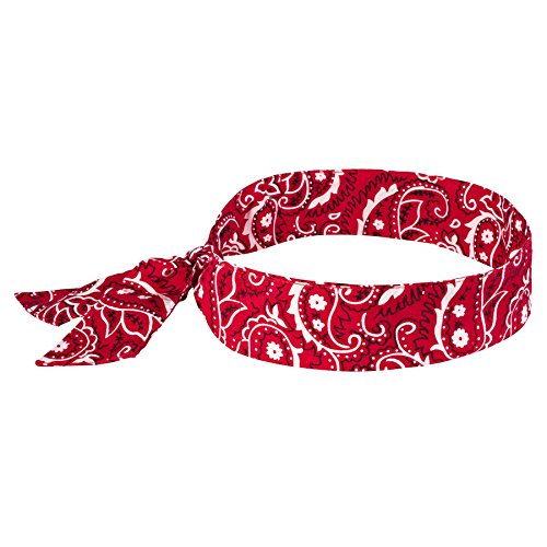 Product Cover Cooling Bandana, Red Western, Evaporative Polymer Crystals For Cooling Relief, Tie For Adjustable Fit, Ergodyne Chill ITS 6700