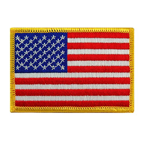 Product Cover American Flag Embroidered Patch Gold Border USA United States of America Military Uniform Emblem