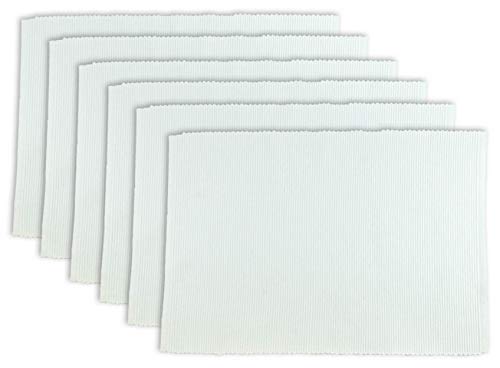 Product Cover DII 100% Cotton, Ribbed 13x 19 Everyday Basic Placemat Set of 6, White