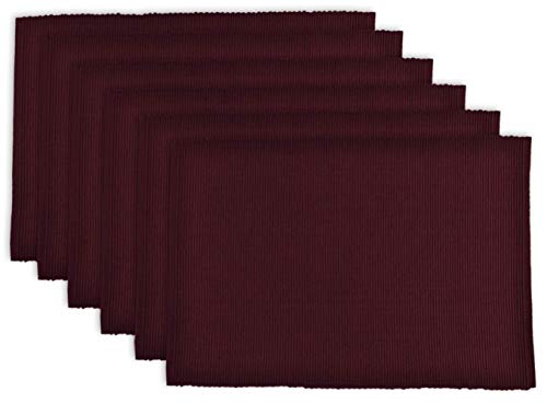 Product Cover DII 100% Cotton, Ribbed 13x 19 Everyday Basic Placemat Set of 6, BlackBerry